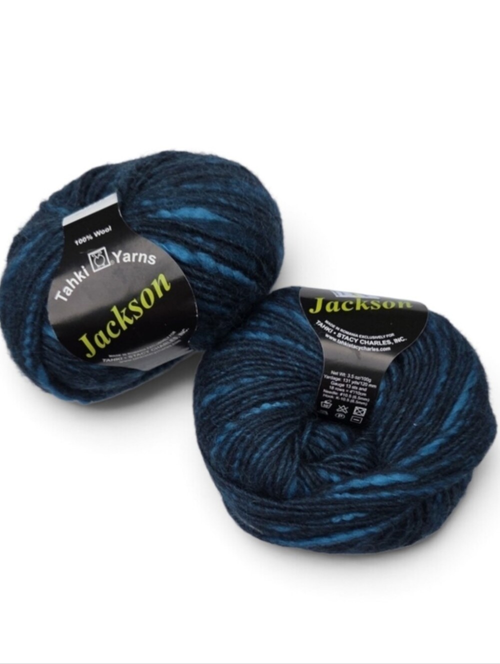 Tahki Yarns Jackson 100% Wool Yarn Lot 2 Skeins Blue Variegated Knitting Crochet